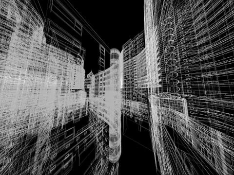 Abstract architecture background 3D illustration Stock Illustration