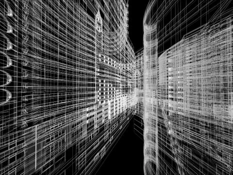 Abstract architecture background 3D illustration Stock Illustration