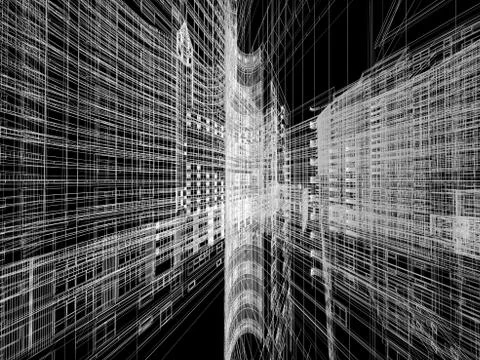 Abstract architecture background 3D illustration Stock Illustration