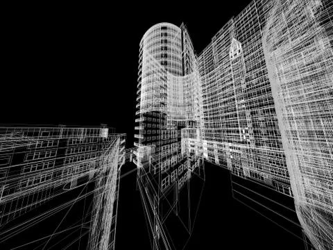 Abstract architecture background 3D illustration Stock Illustration
