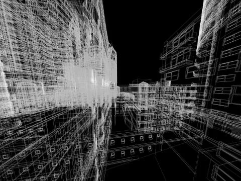 Abstract architecture background 3D illustration Stock Illustration