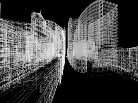 Abstract architecture background 3D illustration Stock Illustration