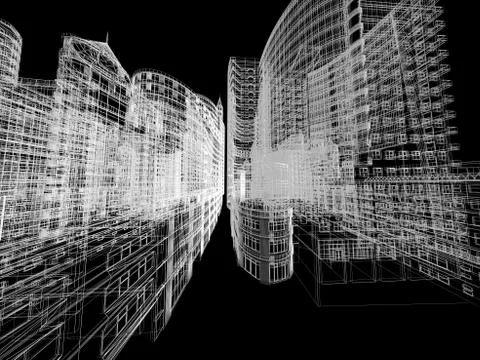 Abstract architecture background 3D illustration Stock Illustration