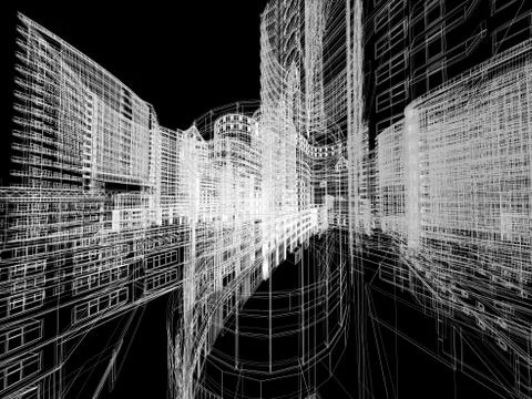 Abstract architecture background 3D illustration Illustrazione stock
