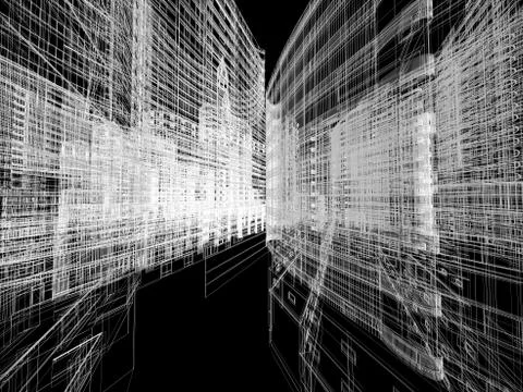 Abstract architecture background 3D illustration Stock Illustration