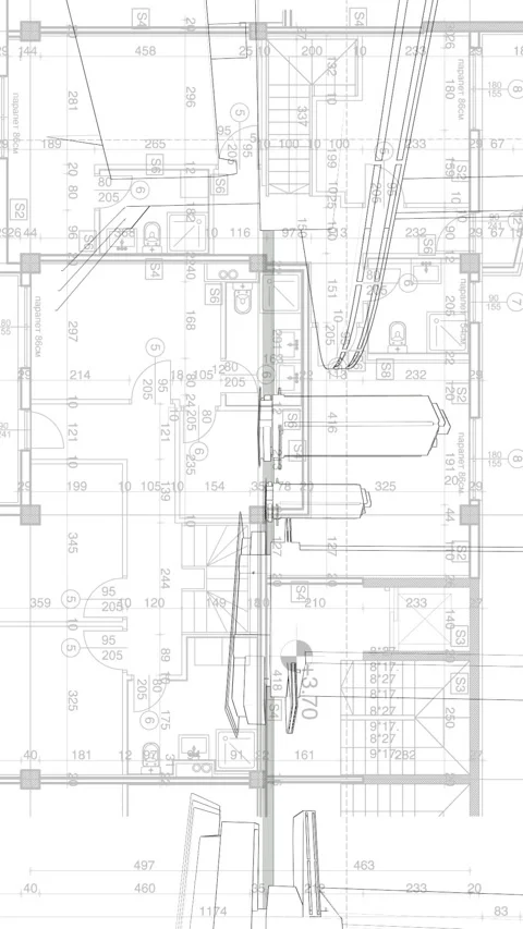 Abstract architecture background: blueprint house plan with sketch of city .. Stock Footage 345636958
