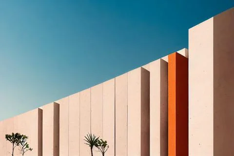 Abstract architecture background, concrete wall and sky. Digital illustration Stock Illustration