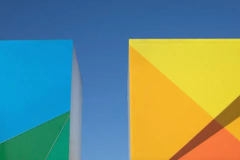 Abstract architecture background. Geometric colored architecture elements wit Stock Photos
