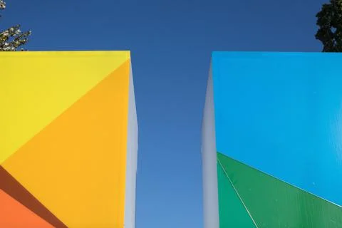 Abstract architecture background. Geometric colored architecture elements wit Stock Photos