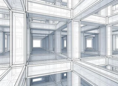 Abstract architecture background. Internal space of a modern braced construct Stock Illustration