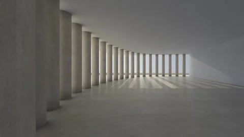 Abstract architecture background, modern futuristic building with colonnade and  Stock Footage 332943403