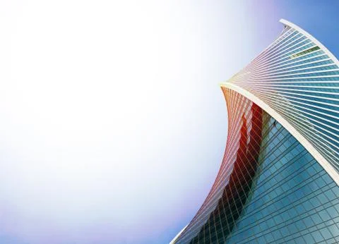 Abstract architecture background. Skyscraper with sunlight Stock Photos