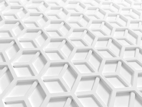 Abstract architecture background with white double honeycomb structure Stock Illustration