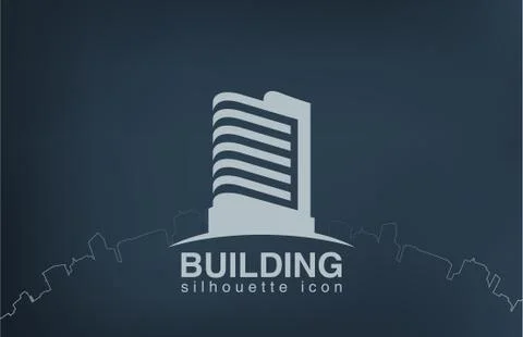 Abstract architecture building silhouette vector logo design template. Illustrazione stock