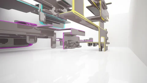 Abstract Architecture. Concept of colored organic architecture. Stock Footage 89906043