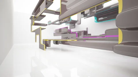 Abstract Architecture. Concept of colored organic architecture. Stock Footage 89906260