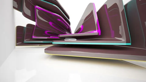 Abstract Architecture. Concept of colored organic architecture. Stock Footage 90128885