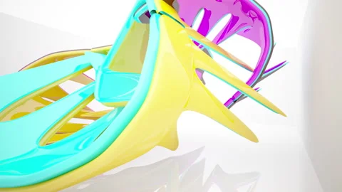 Abstract Architecture. Concept of colored organic architecture. Stock Footage 90223361