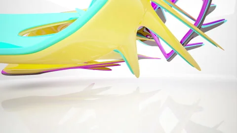 Abstract Architecture. Concept of colored organic architecture. Stock Footage 90223472