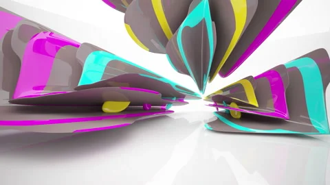 Abstract Architecture. Concept of colored organic architecture. Stock Footage 90758186