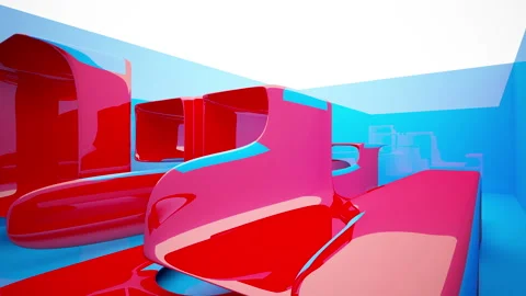 Abstract Architecture. Concept of colored organic architecture. Stock Footage 93344552