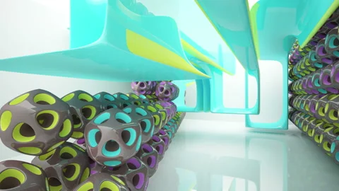 Abstract Architecture. Concept of colored organic architecture. Stock Footage 96257113