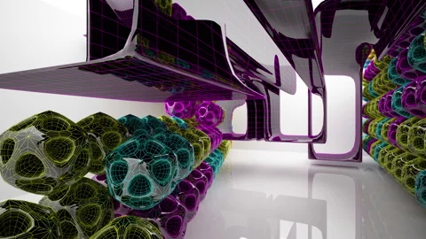 Abstract Architecture. Concept of colored organic architecture. Stock Footage 96331804