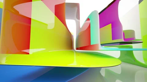 Abstract Architecture. Concept of colored organic architecture. Stock Footage 96721064