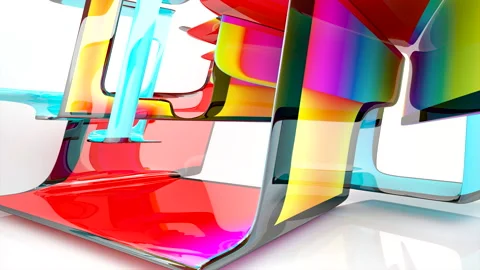 Abstract Architecture. Concept of colored organic architecture. Stock Footage 100692034