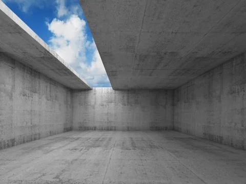 Abstract architecture, empty concrete room interior Stock Illustration