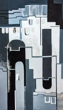 Abstract architecture hand drawn illustration. Travel art with old city and c Stock Illustration