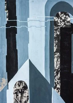 Abstract architecture hand drawn illustration. Travel art with old city and c Stock Illustration