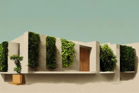 Abstract architecture landscape with floral elements. Digital illustration イラスト素材