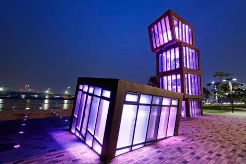 Abstract architecture at night Stock Photos