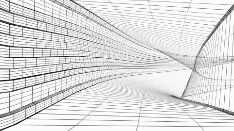 Abstract architecture wireframe structure 3D illustration isolated on white Stock Illustration