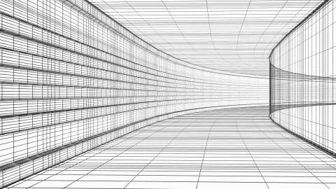 Abstract architecture wireframe structure 3D illustration isolated on white Stock Illustration