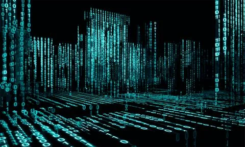 Abstract architecture.Abstract 3d background,Binary code. Matrix concept. Stock Illustration