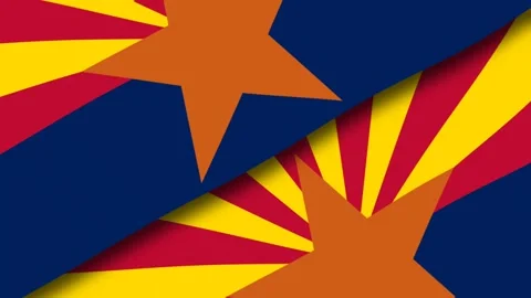 Abstract Arizona State Flag Layered Paper Cut Graphic Design. Stockbeeldmateriaal 342500179