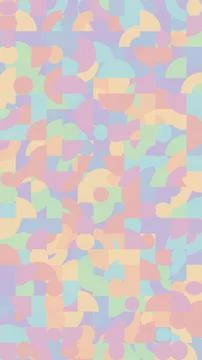 An abstract arrangement of rounded geometric forms creates a gentle pastel .. Stock Illustration