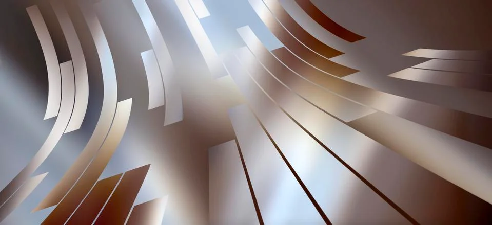 Abstract arrangement of various rectangular shapes moving over silver and bronze Stock Illustration
