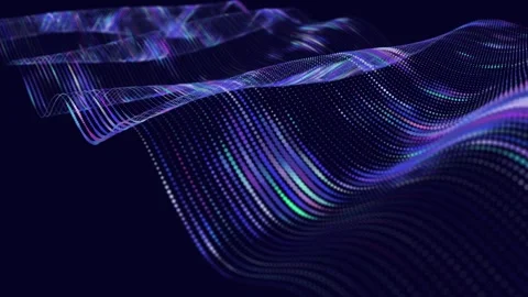 Abstract array dots in lines on surface from dots in dynamic wave animation.. 스톡 동영상 336044828