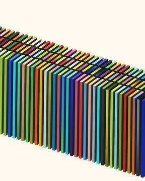 Abstract array of multi-colored blocks over a bright white background Stock Illustration