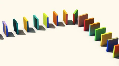 Abstract array of multi-colored rectangles with shadows on a bright backgroun Stock Illustration