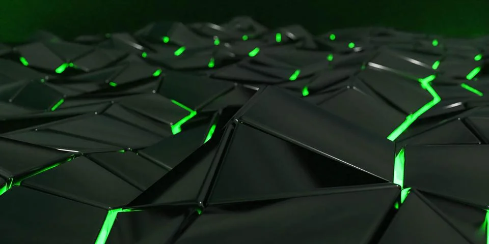 Abstract array of shiny geometric objects of different height modern futuristic Stock Illustration