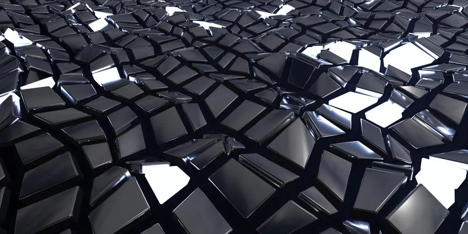 Abstract array of shiny geometric objects of different height modern futuristic Stock Illustration