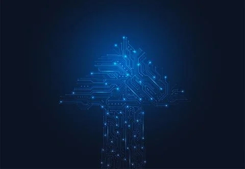 Abstract arrow background with technology circuit board texture. Stock Illustration