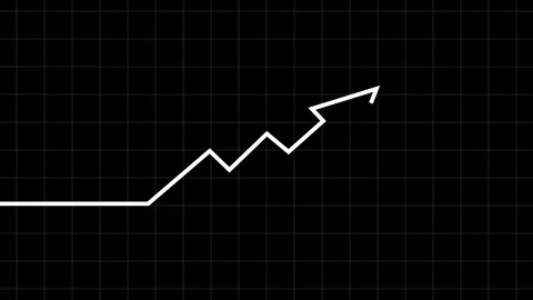 Abstract arrow business graph chart icon animation. On a black background market Stock Footage 320059432