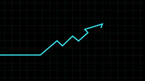 Abstract arrow business graph chart icon animation. On a black background market Stock Footage 320059435