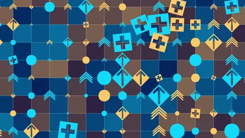 Abstract arrow circle plus geometric shapes colorful moGraph Stock-Footage 139032309