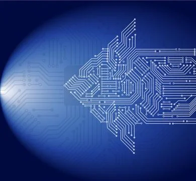 Abstract arrow circuit over circuit board  background 스톡 일러스트